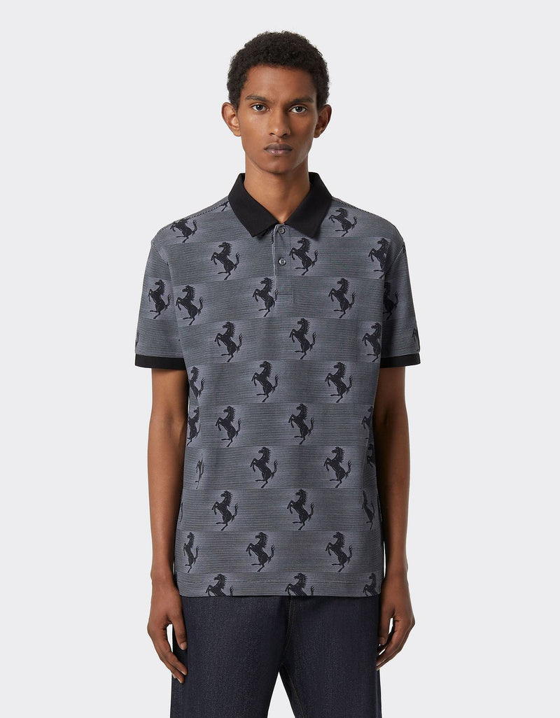 Ferrari Cotton polo shirt with Prancing Horse print