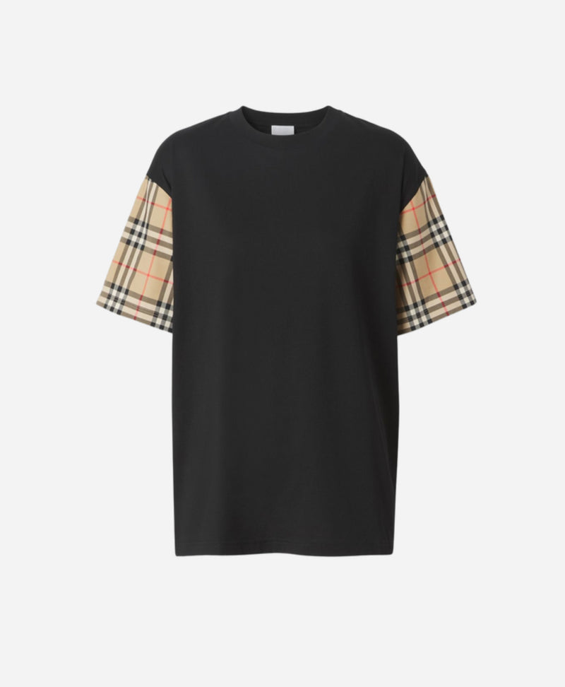 BURBERRY  Vintage check sleeve cotton oversized t-shirt