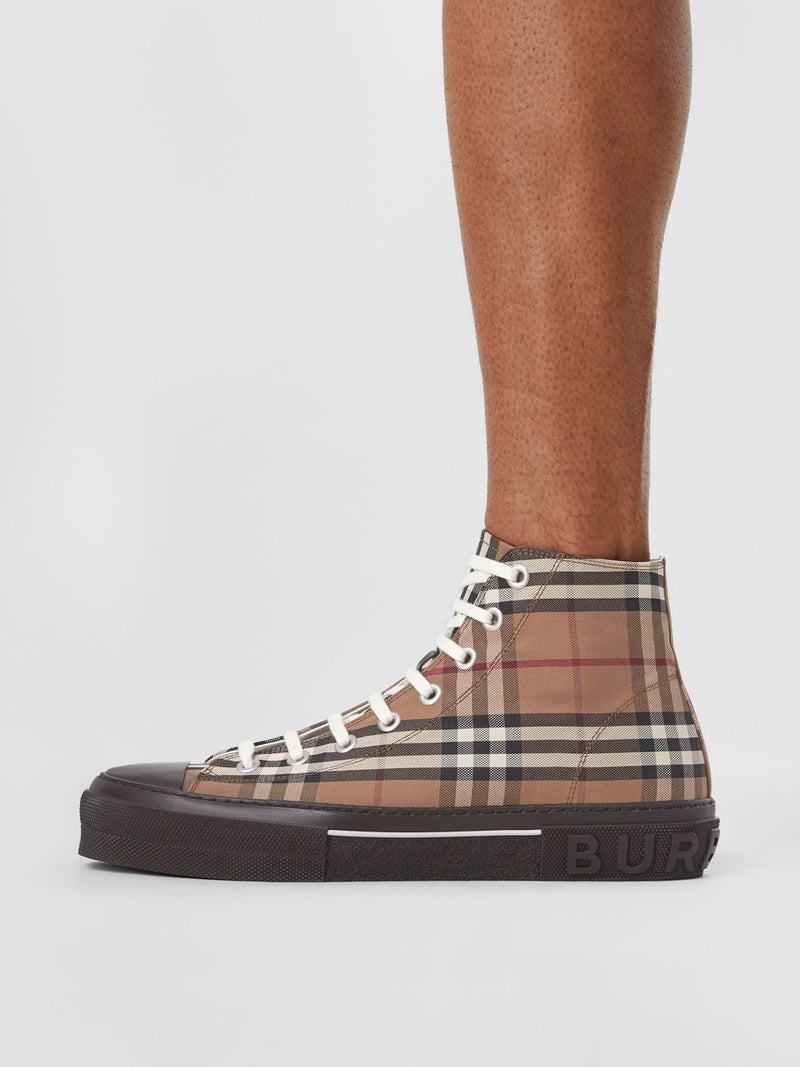 Burberry Vintage Check Cotton High-top SneakersPrice