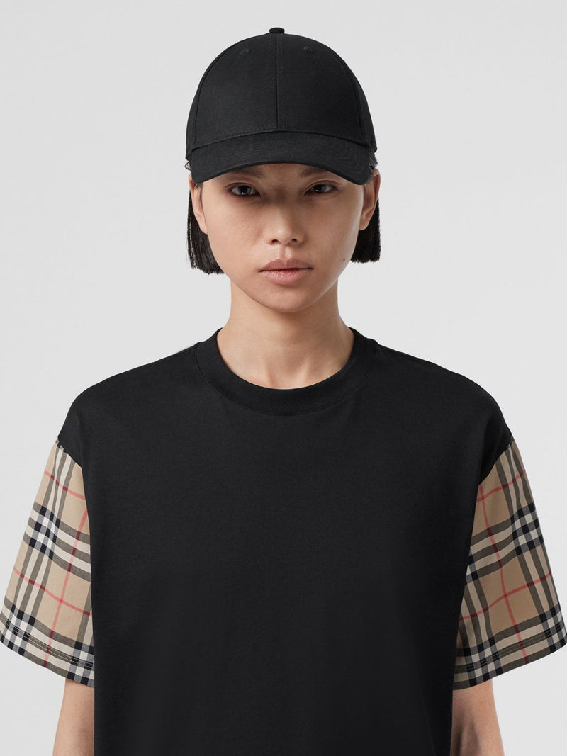 BURBERRY  Vintage check sleeve cotton oversized t-shirt