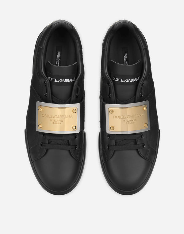 Dolce&Gabbana Calfskin Portofino sneakers with branded tag