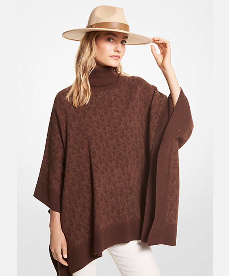 MICHAEL MICHAEL KORS Logo Jacquard Turtleneck Poncho