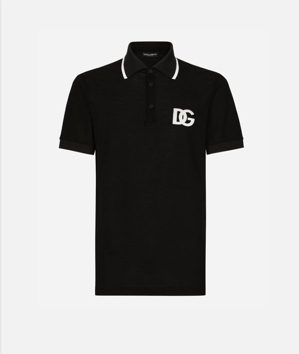 Dolce&Gabbana Cotton piqué polo-shirt with DG embroidery