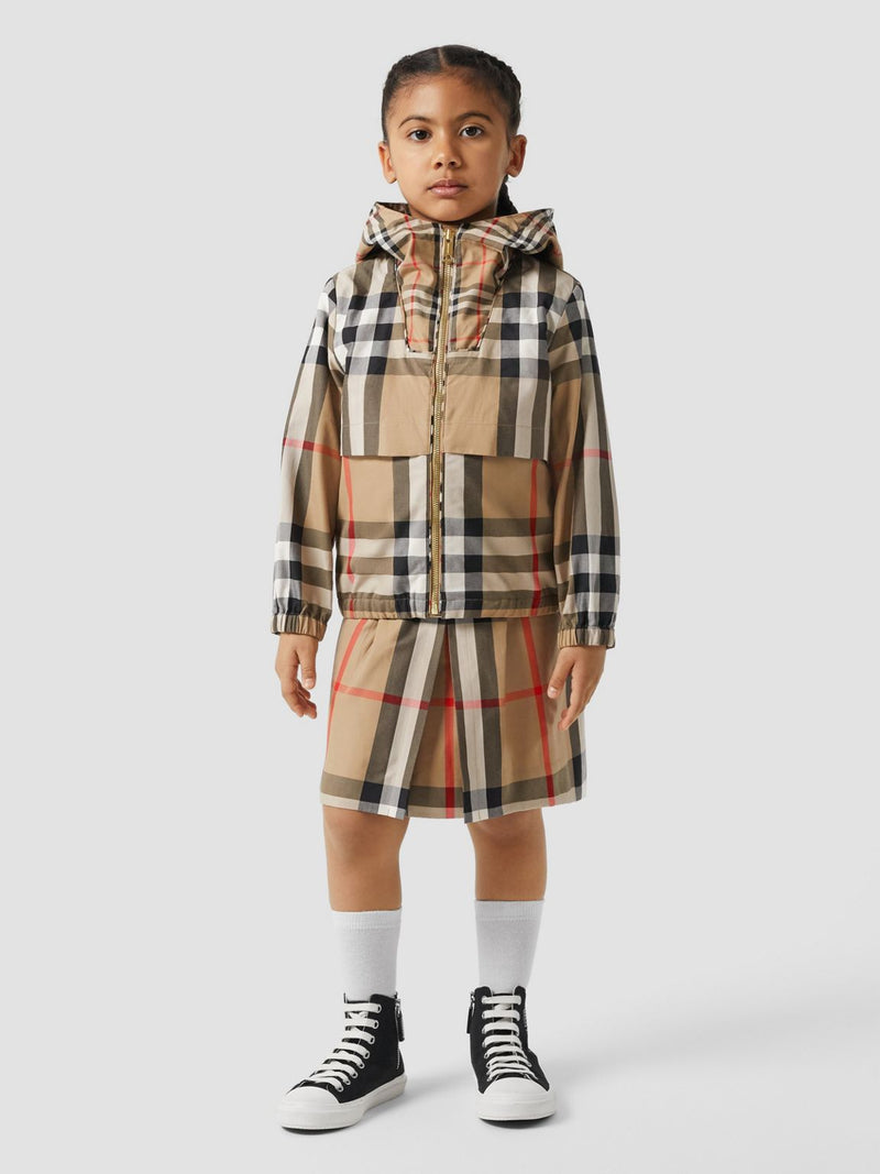 Burberry Exaggerated Check Pleated Cotton SkirtPrice