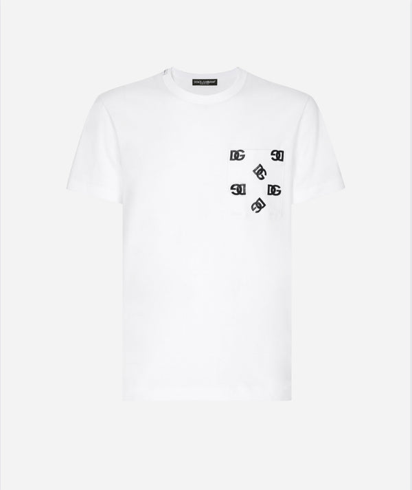 Dolce&Gabbana Cotton T-shirt with breast pocket with DG logo print