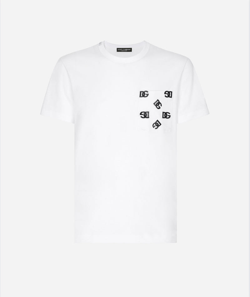 Dolce&Gabbana Cotton T-shirt with breast pocket with DG logo print