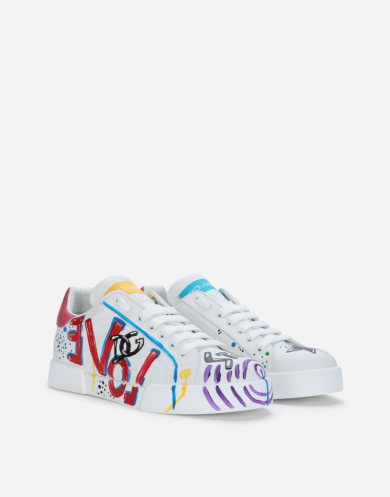 Dolce&Gabbana Calfskin Portofino sneakers with lettering