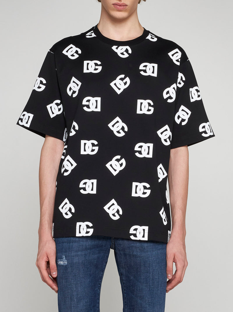 Dolce&Gabbana Cotton T-shirt with all-over DG logo print