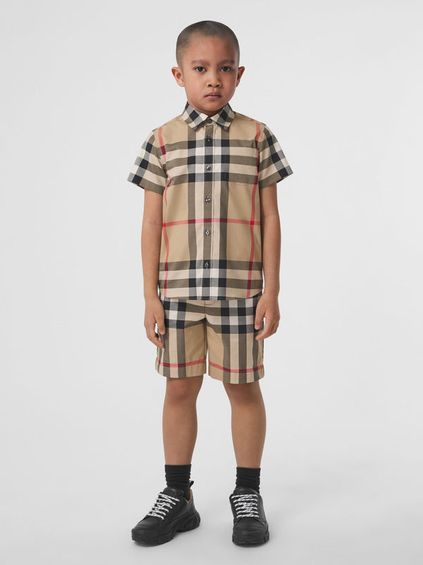 Burberry Short-sleeve Check Stretch Cotton ShirtPrice