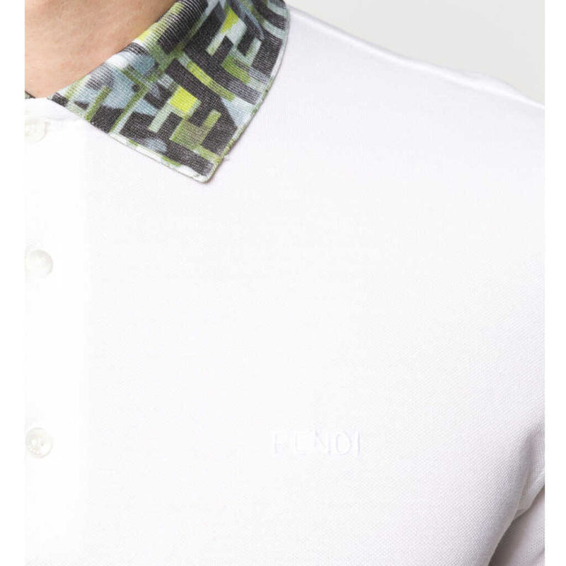 FENDI White & Camo-FF Collar Polo