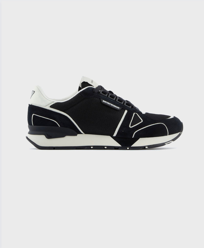 Emporio Armani Leather-and-mesh sneakers