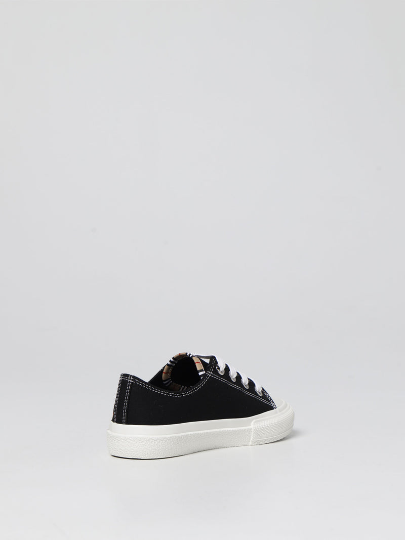 BURBERRY Kids Black Icon Stripe Logo Sneakers