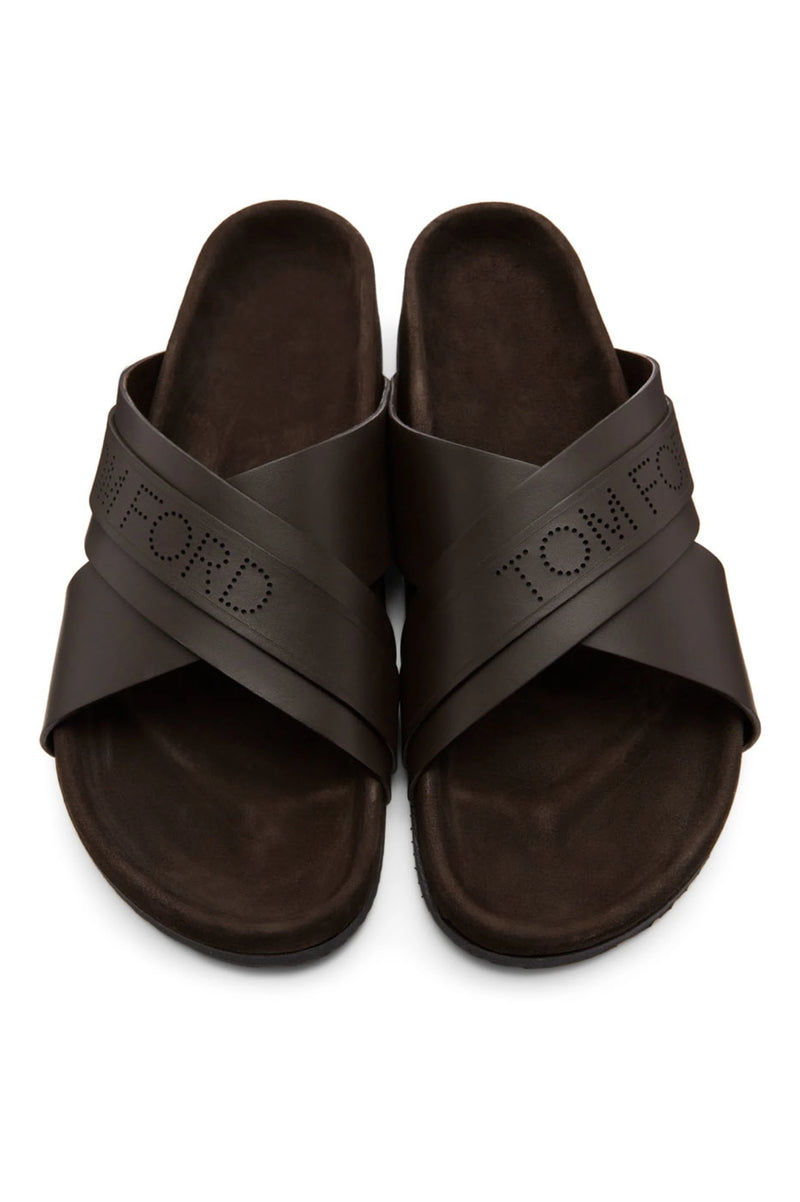 TOM FORD Brown Leather Wicklow Sandals