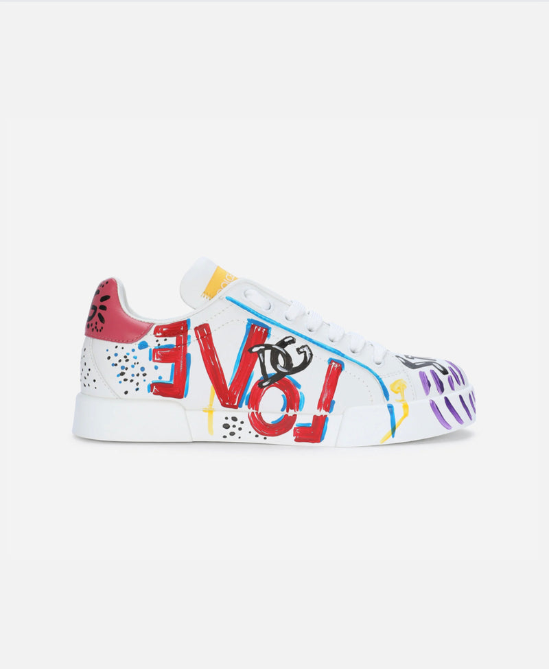 Dolce&Gabbana Calfskin Portofino sneakers with lettering