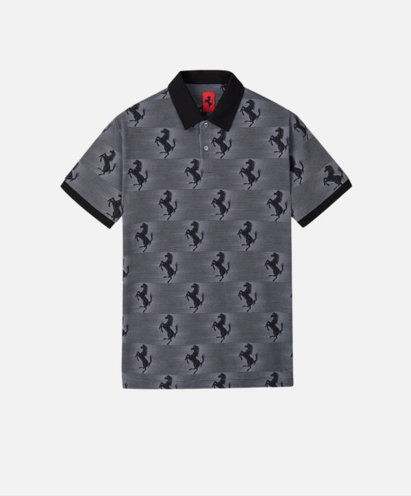 Ferrari Cotton polo shirt with Prancing Horse print