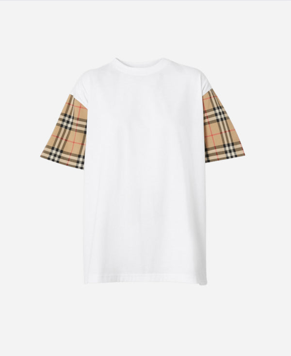 BURBERRY  Vintage check sleeve cotton oversized t-shirt