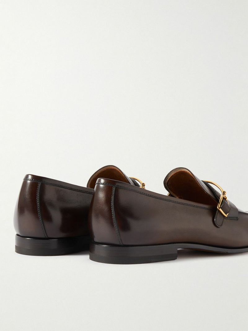 TOM FORD - Jack Embellished Patent-Leather Loafers - Brown