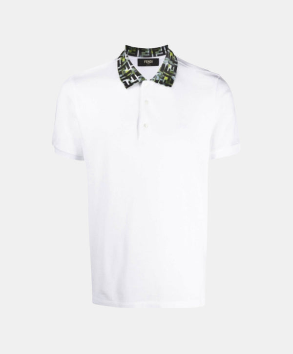 FENDI White & Camo-FF Collar Polo