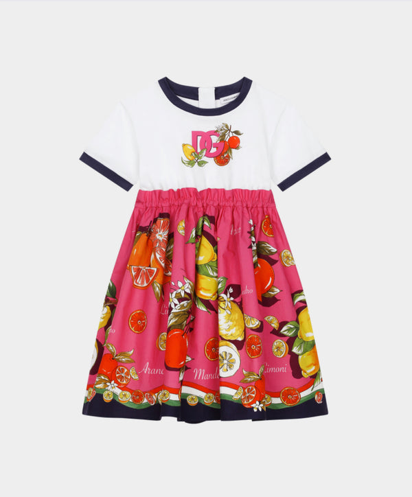 Dolce&Gabbana Citrus-print poplin and jersey dress