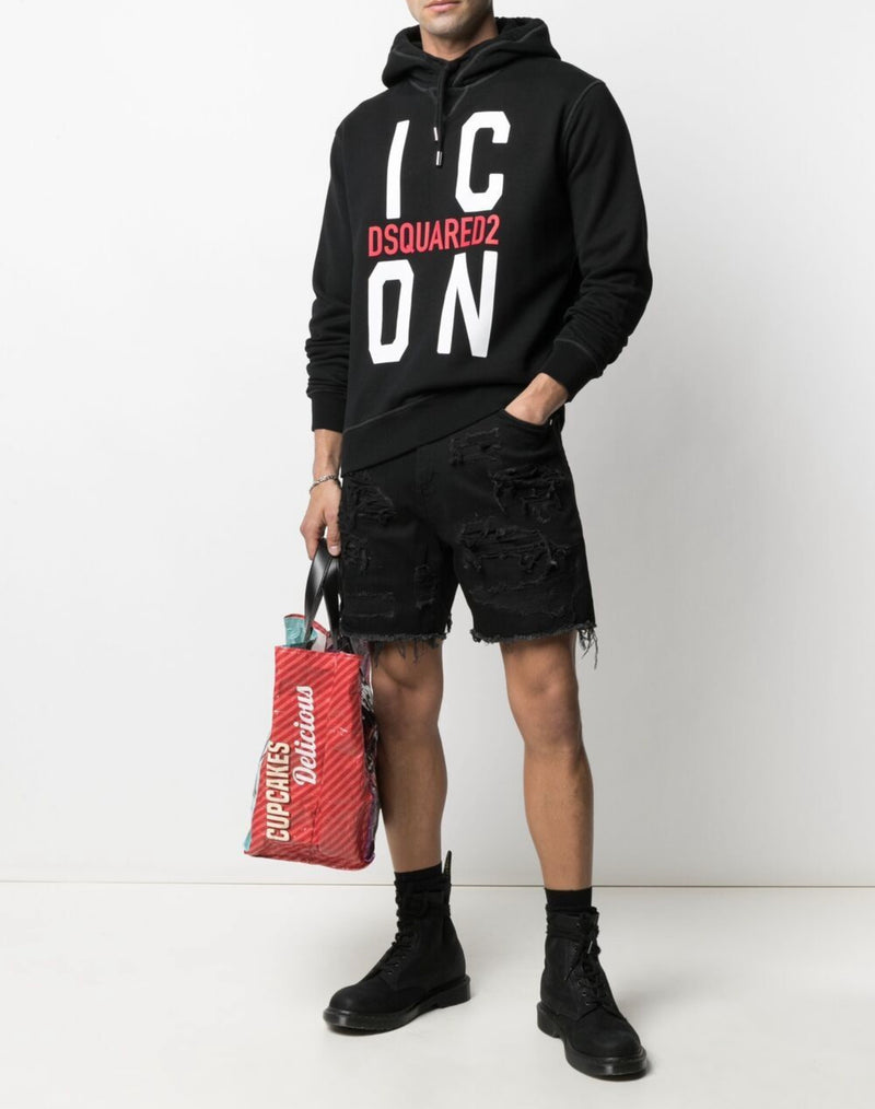 DSQUARED2 ICON HOODIE IN BLACK